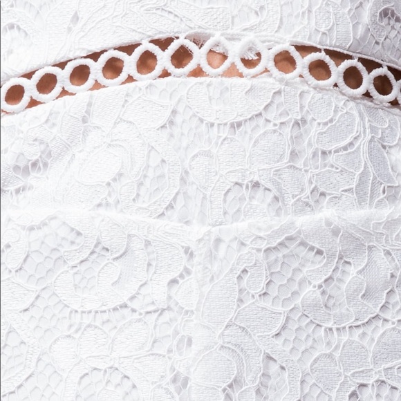 Lace V Neck Playsuit Romper, Color: White - Picture 6 of 8